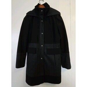 Guess Coat Womens L Black Wool Blend Winter Old Money Classy Timeless Preppy